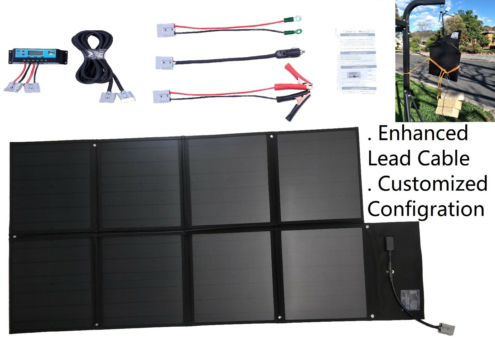 120W Folding Solar Blanket, Customized config, suit Lithium & Lead Acid battery.