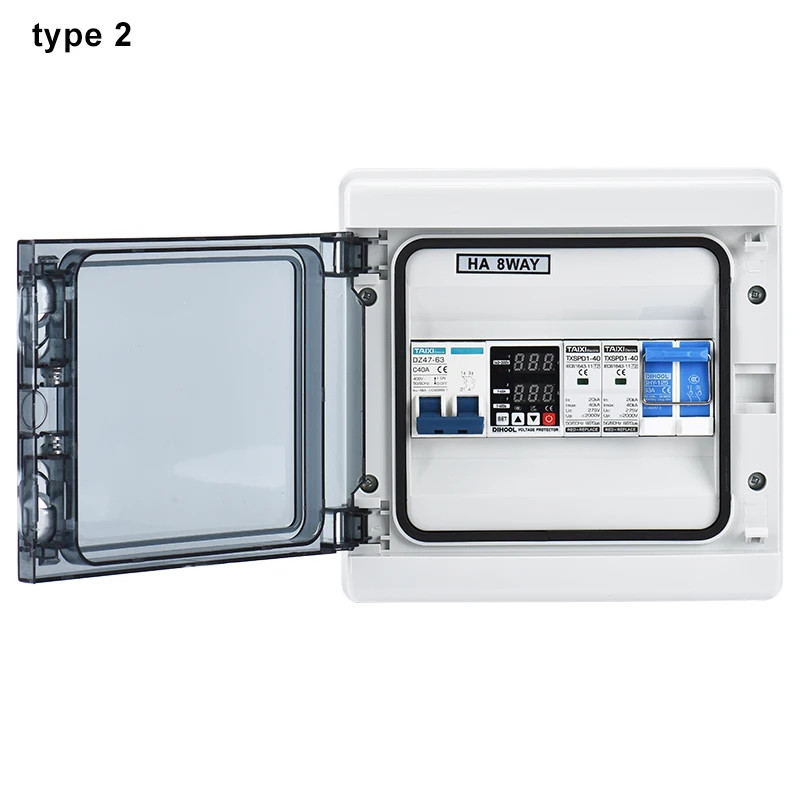 AC Combiner Box 230V 10A~63Amp Circuit Breaker SPD Household/Solar Overvoltage/U