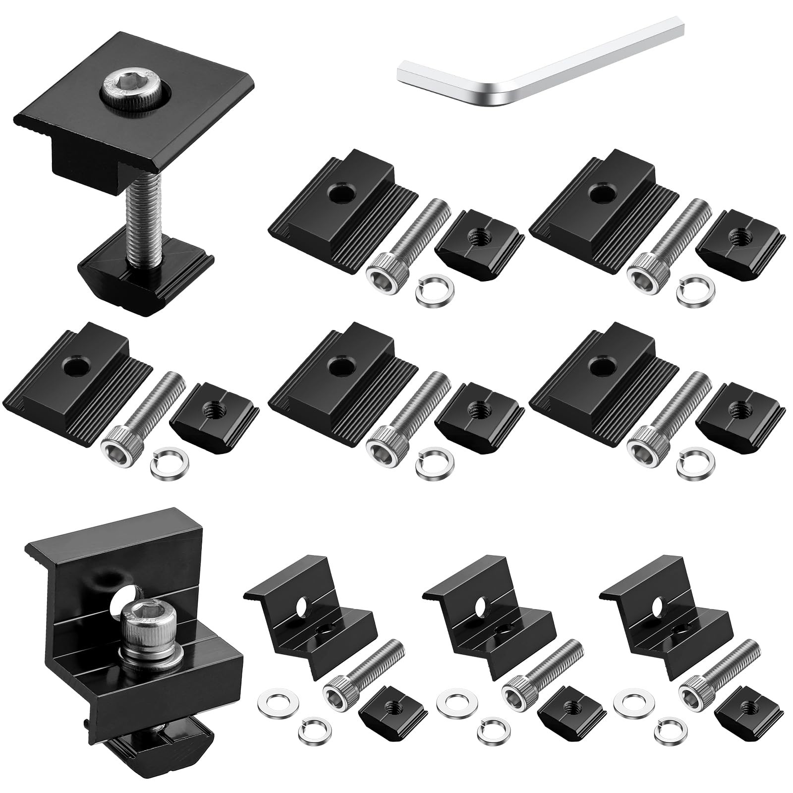 10 PCS Solar Panels Brackets 30mm/35mm, Aluminium 6 x T-Shaped Mid Clamps + 4…
