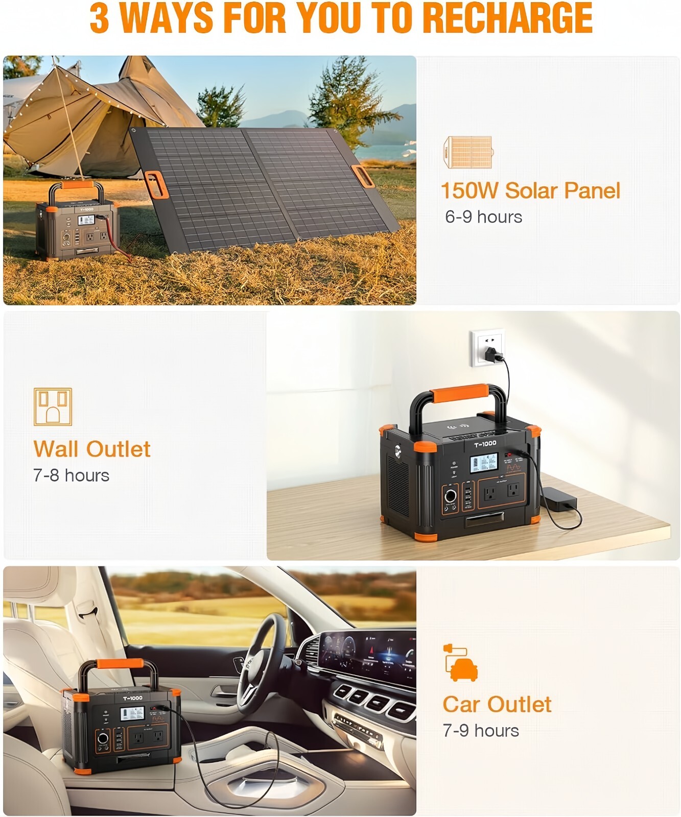 GNC 1000W 999Wh Solar Portable Power Station Generator