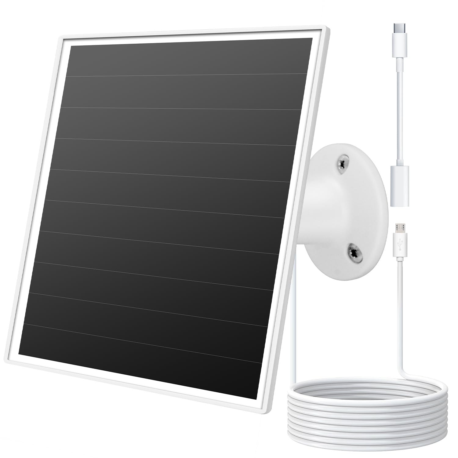 6W Solar Panel for Outdoor Security Camera with Micro USB & – white-1Pack