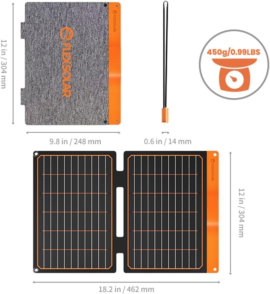 FlexSolar 20W Small Solar Panel Charger 5V USB-A USB-C ETFE Power Emergency