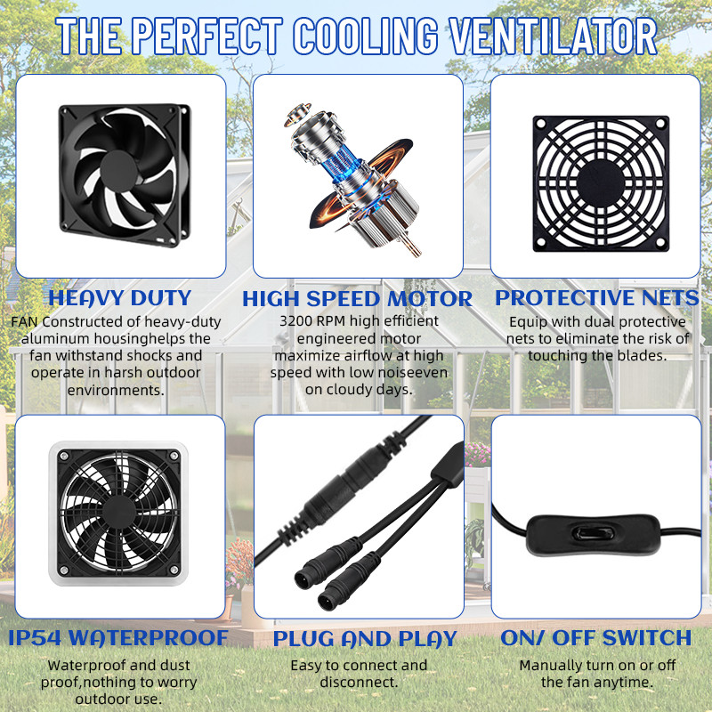 Solar Powered Fan Portable Mini Ventilator Greenhouse Pet Dog Chicken House Cool
