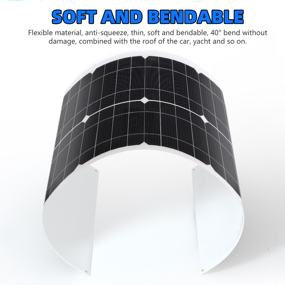 100 200W Flexible Solar Panel Mono 12V Home RV Boat Camping Power Battery Charge