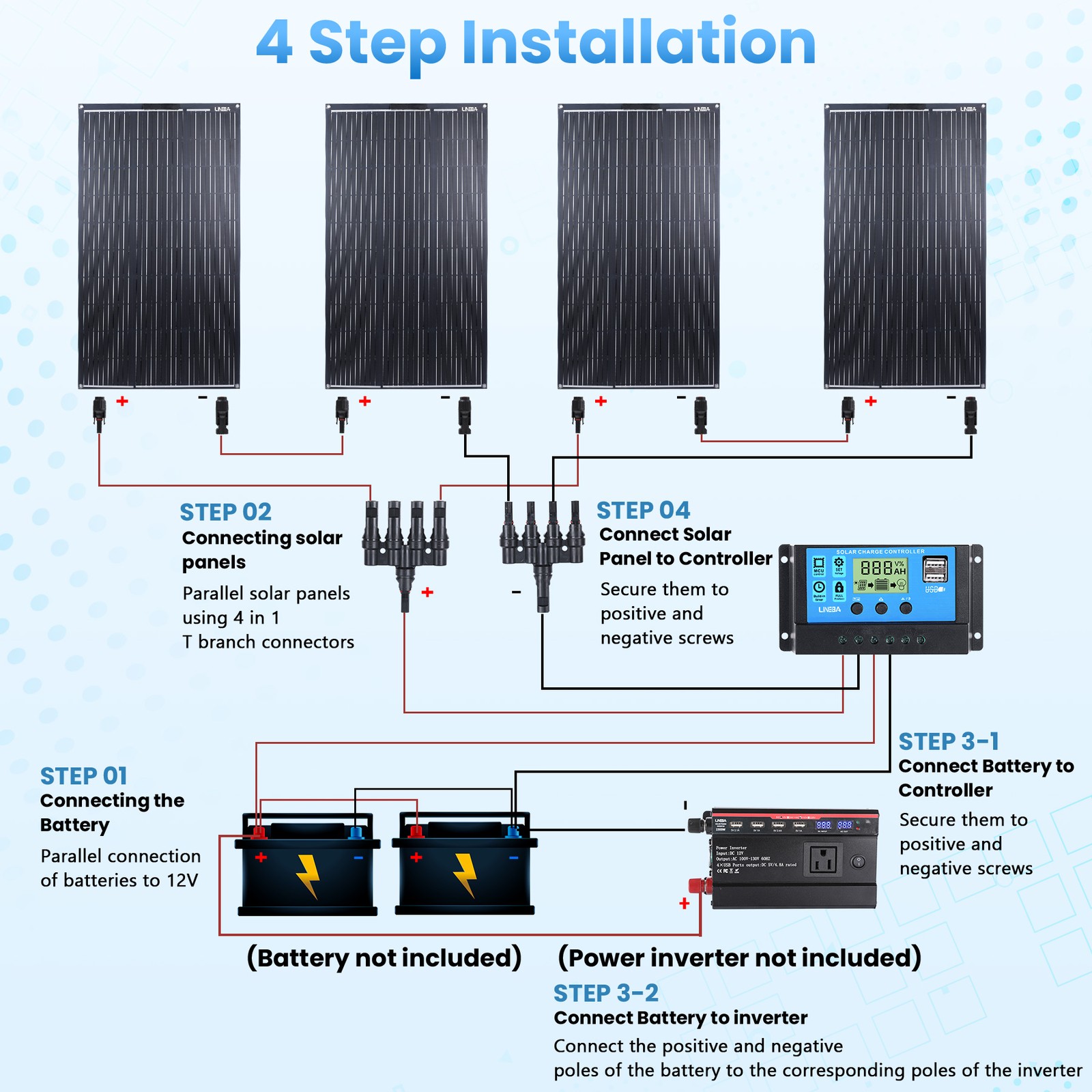 600W Solar Panel 12V Mono Rooftop Home Caravan Camping Power Battery Charging RV