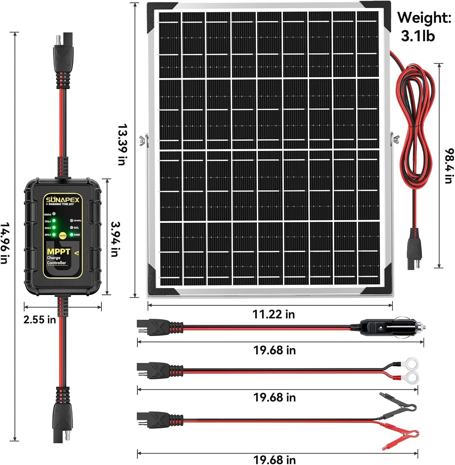 15W Solar Battery Tender 12V Waterproof Trickle Charger | Solar Panel Kit Wit…