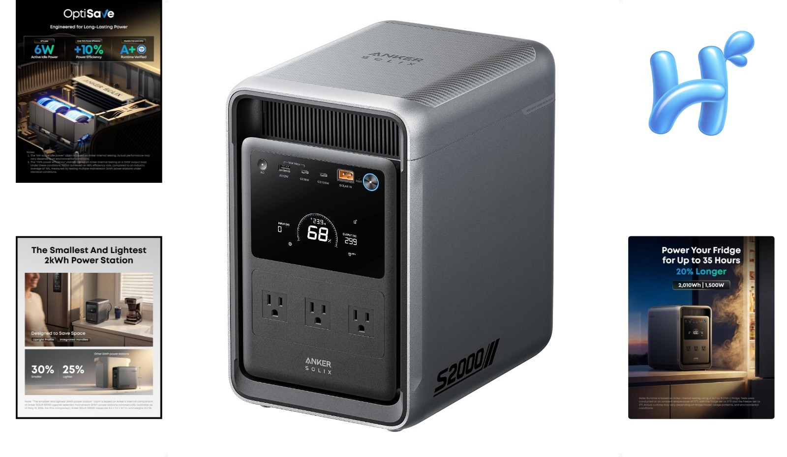 Compact SOLIX S2000 Power Station – 2010Wh LFP Battery for Home and Camping