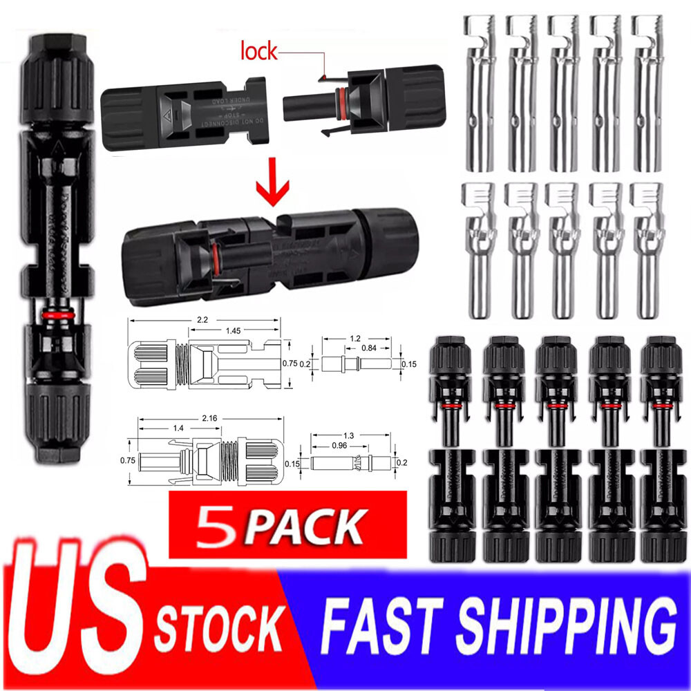 10/20/50/100/200 Pairs Male Female Solar Cable Connectors For DIY Solar Panel US
