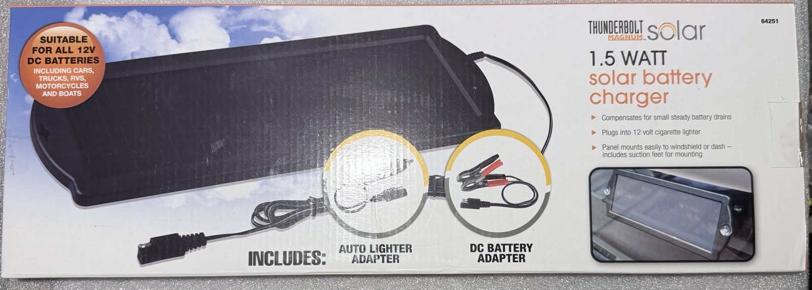 Battery Maintainer Solar Charger 12V Tender Car Trickle Motorcycle Boats Trucks