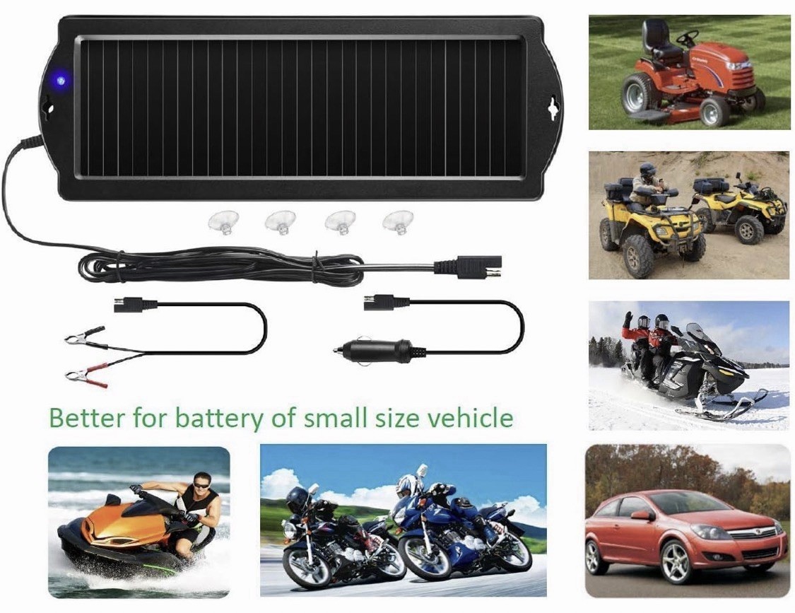 Battery Maintainer Solar Charger 12V Tender Car Trickle Motorcycle Boats Trucks