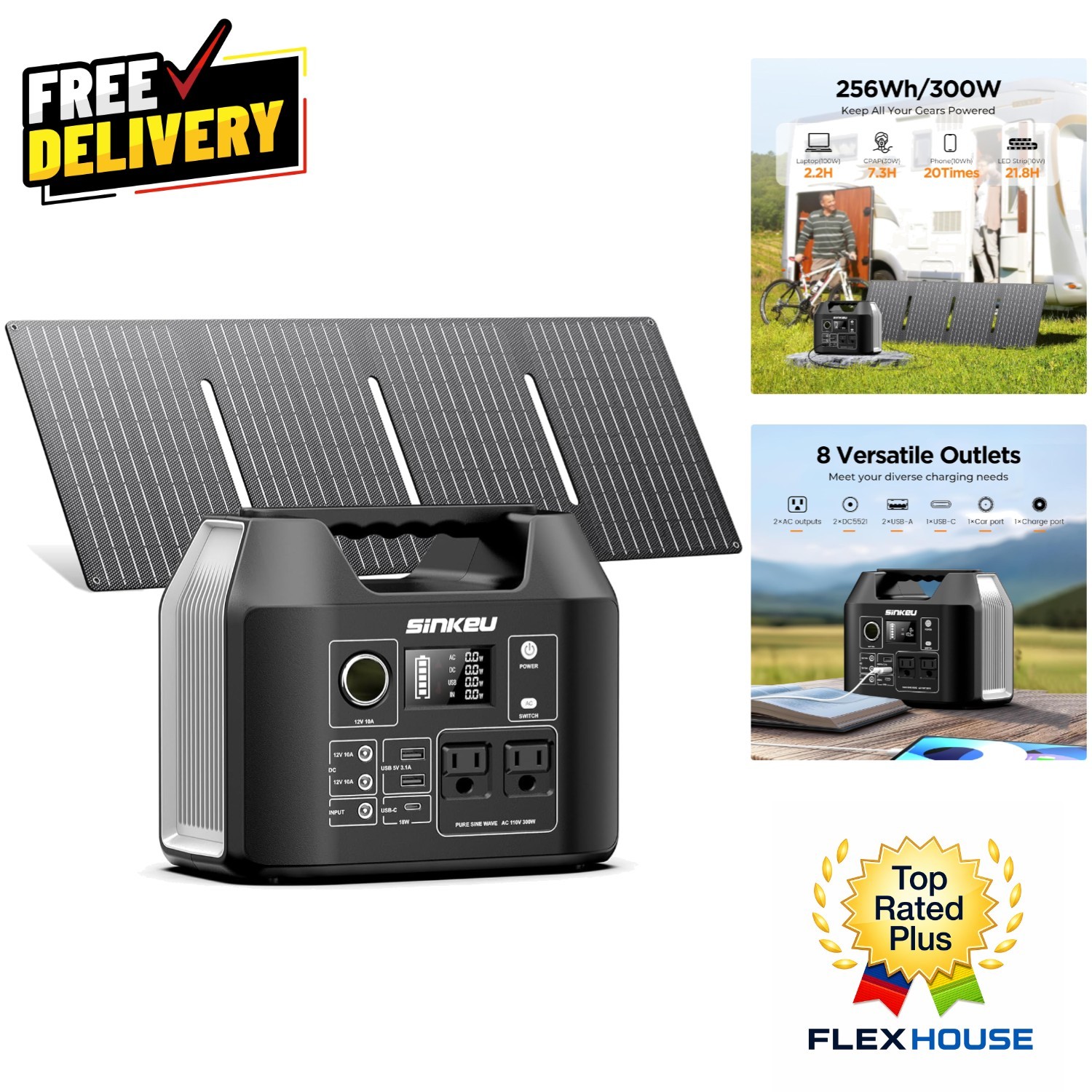 40W Solar Panel Included – 300W Portable Generator for Camping & Emergency Use