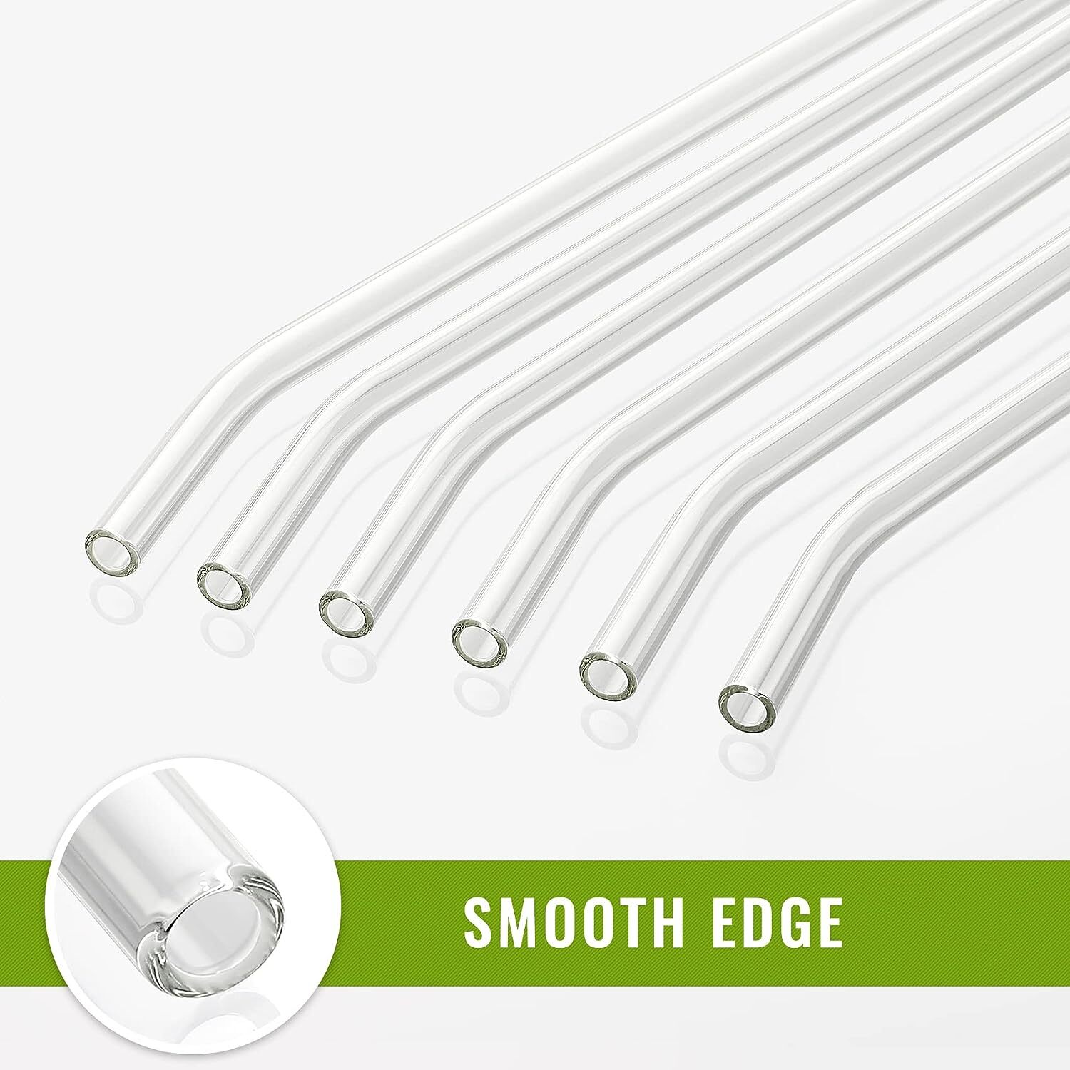 12-Pack Reusable Glass Straws, Clear Glass Drinking Straw, 10”X10 MM, Set of 6