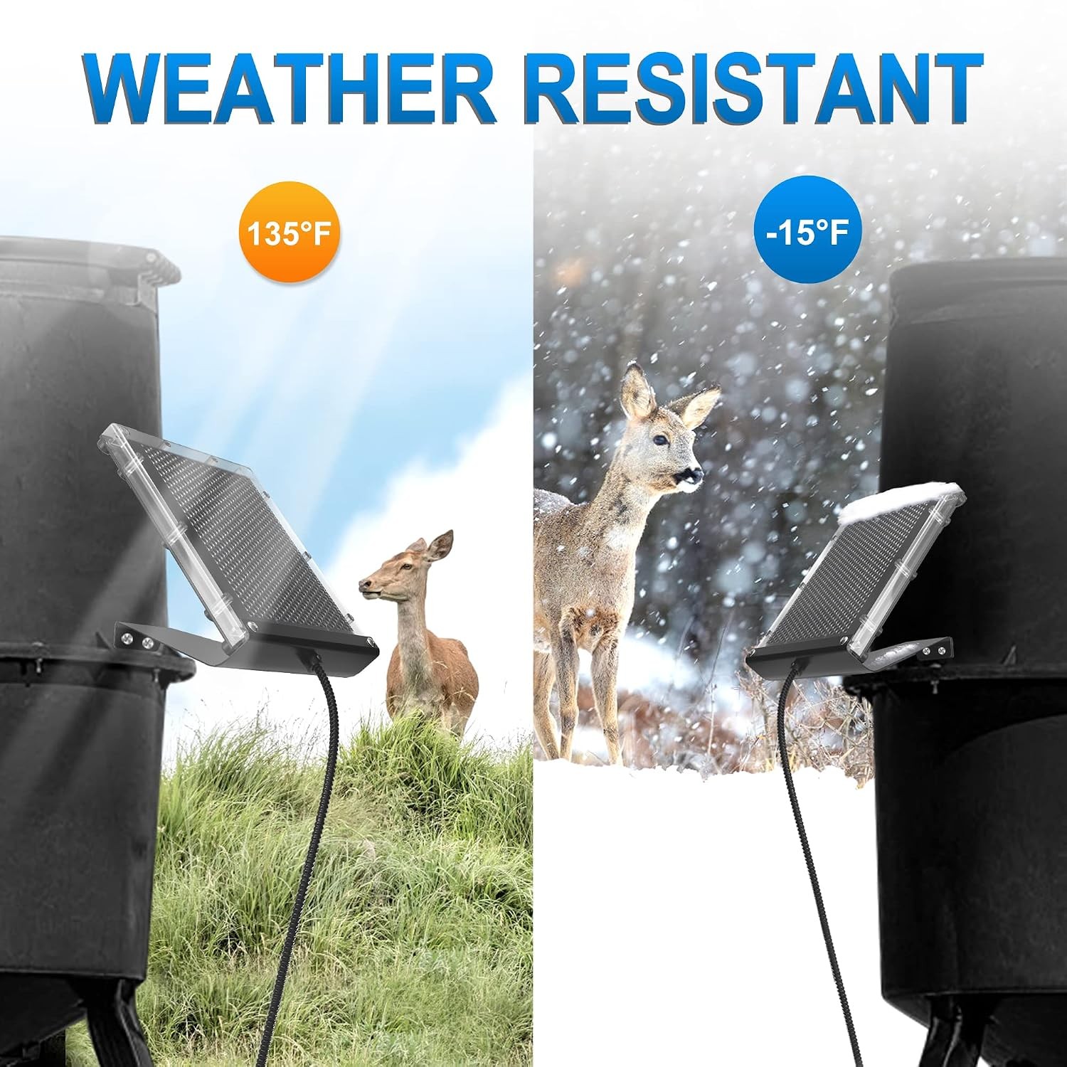 Solar Powered Deer Feeder Battery Rechargeable Waterproof Panel 6V 1.5W Outdoor