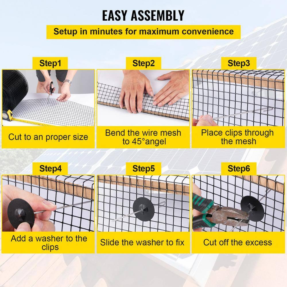 Solar Panel Bird Wire 6 In. X 98 Ft. Critter Guard Roll Kit Removable Steel Sola