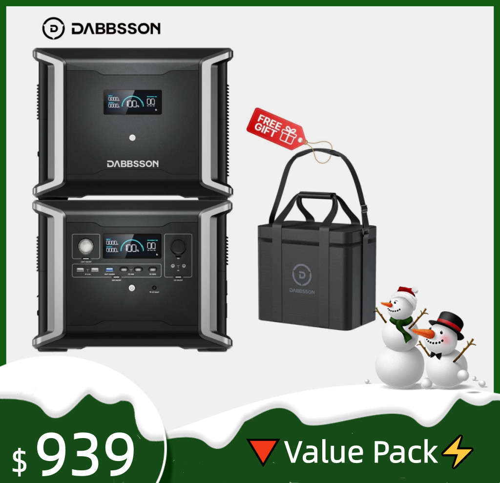 3030Wh Portable Power Station Solar Generator+Extra Battery Camping RV Dabbsson