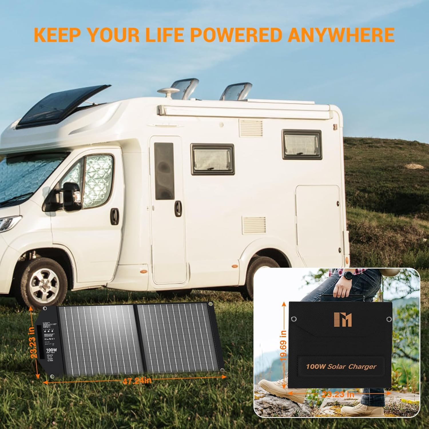 100W Portable Foldable Solar Panel Charger for Power Station Solar Generator wit