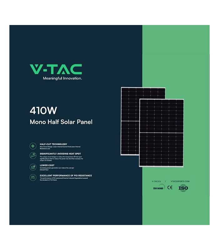 V-Tac 6.15 kW Solar Photovoltaic Panels Slim 410W 108 Cells IP68