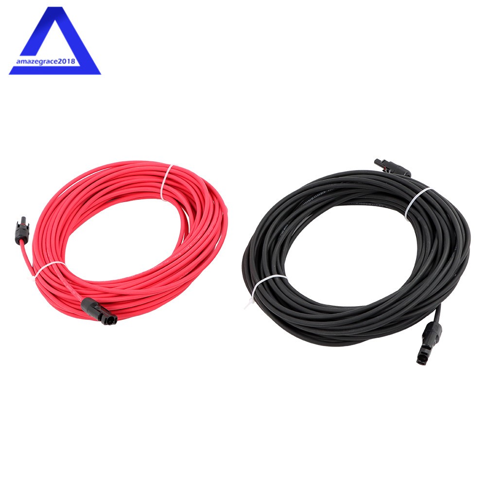 12AWG 20M Solar Panel Extension Cable Black+Red W/ M4 Connector For RV/Boat
