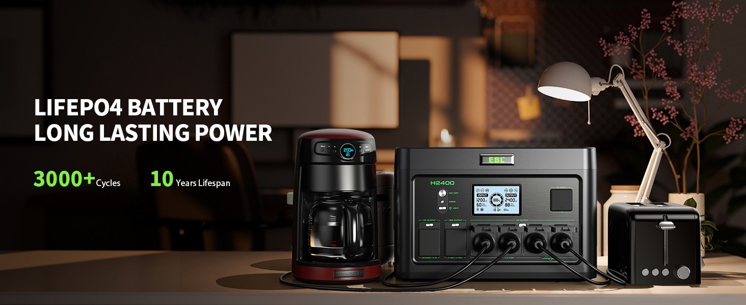 Portable Power Station 2400W 1843.2Wh Solar Generator Camping RV LiFePO4 Battery