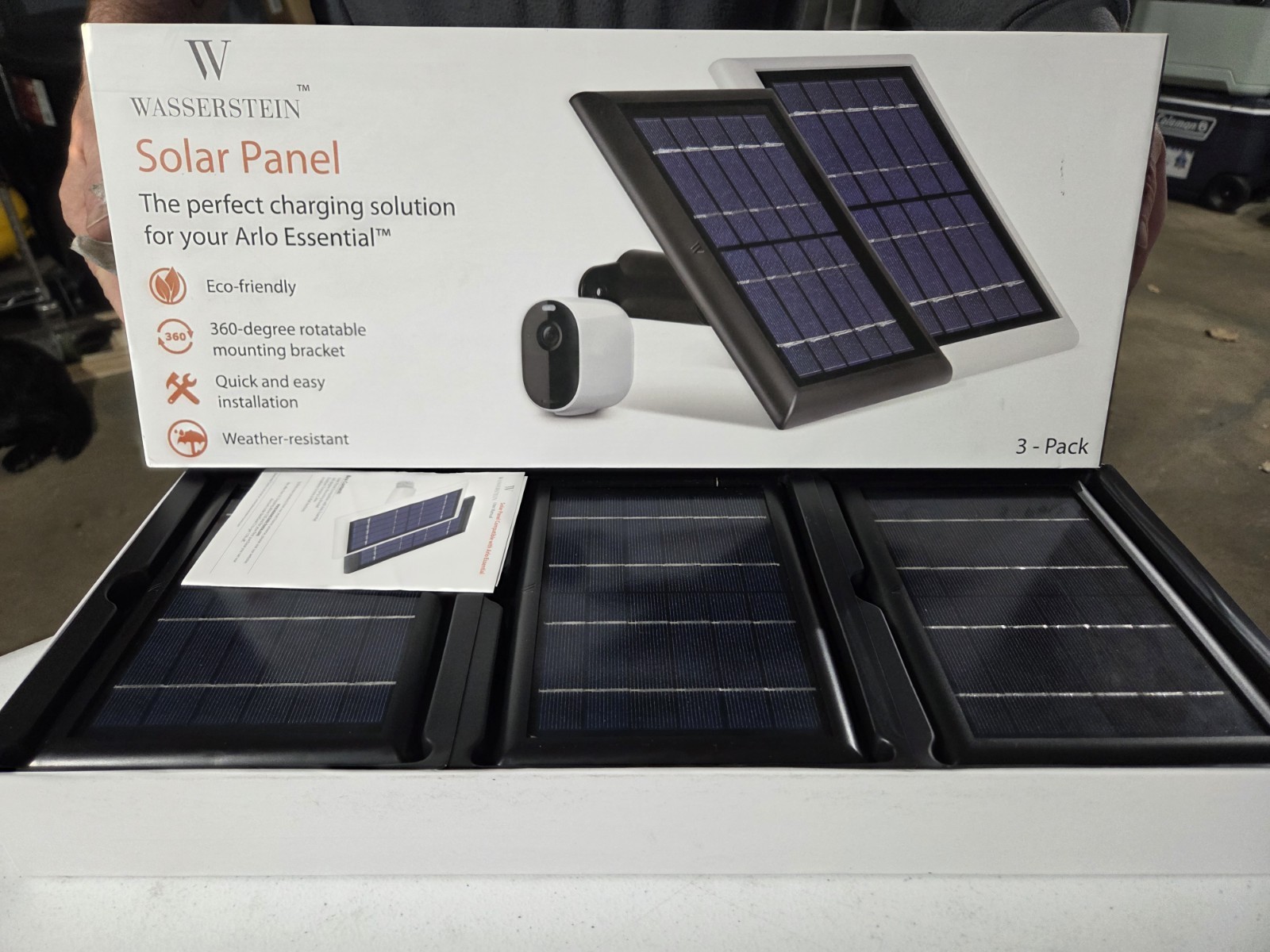 Wasserstein 3 Pack Solar Panels For Arlo Essential Cameras BLACK