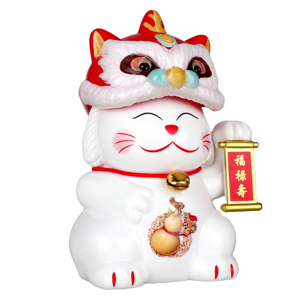 Auspicious Automatic Nodding Lucky Cat Decoration for Homes or Offices