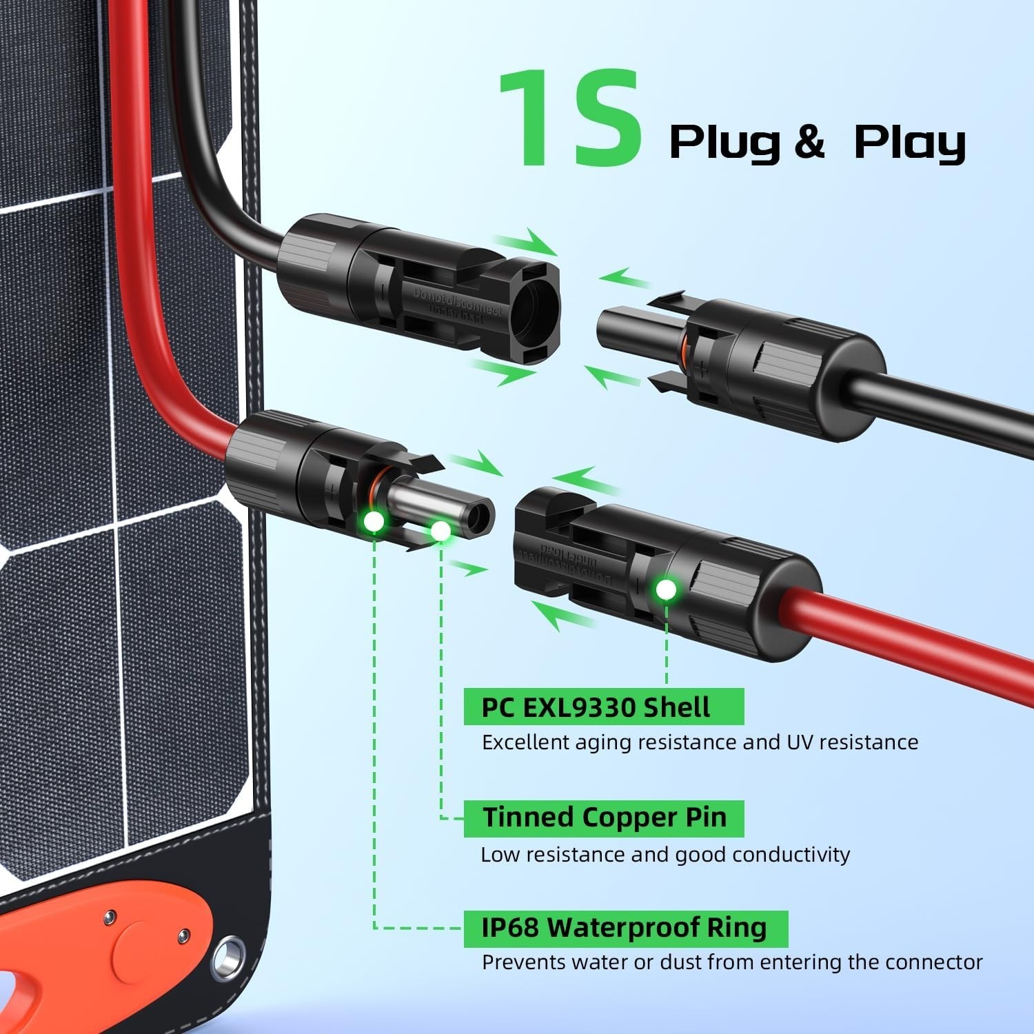 10FT Solar to XT60 Cable for Portable Power Stations