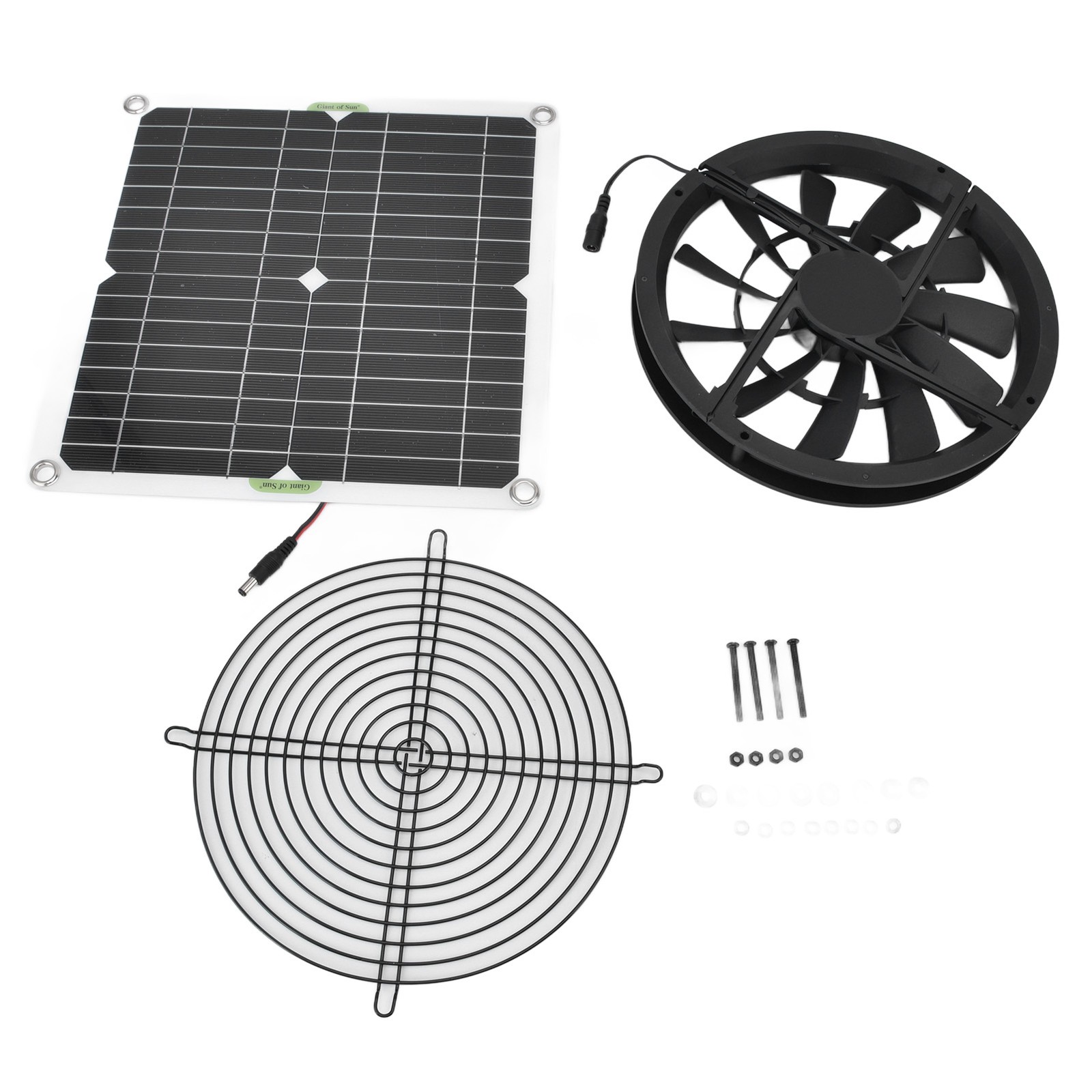 12W Solar Panel Fan Kit Waterproof 2000RPM DC Exhaust Fan with Metal Safety Mesh