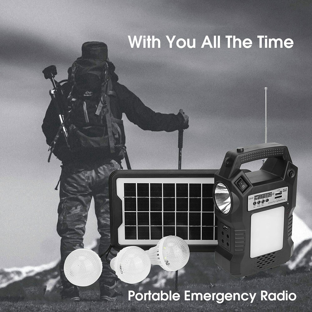 Portable rechargeable solar power generation radio system with lighting US K7