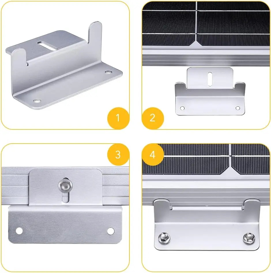 16Pcs/Set Solar Panel Mounting Bracket Kits 4/8 Units Solar Panel Aluminum Mount