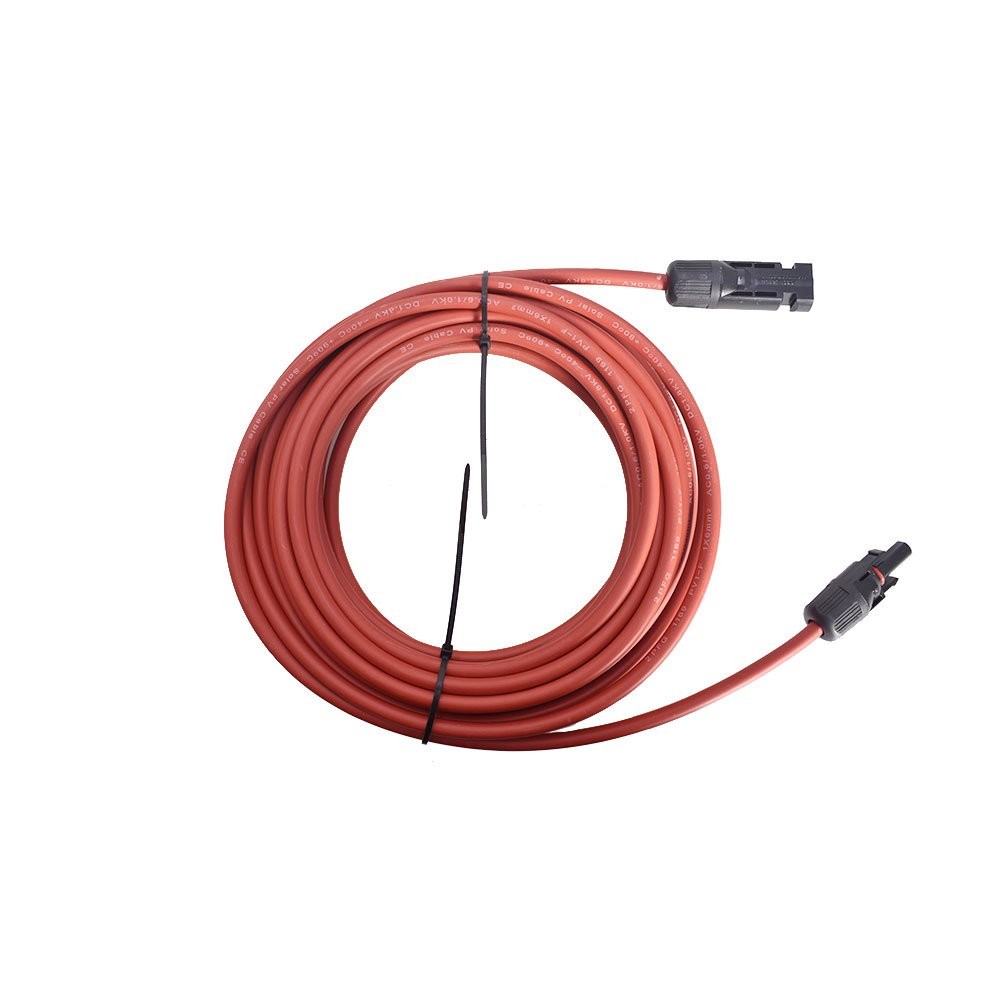 25 Feet 10AWG Black + Red Solar Panel Extension Cable Wire Connector 1 Pair