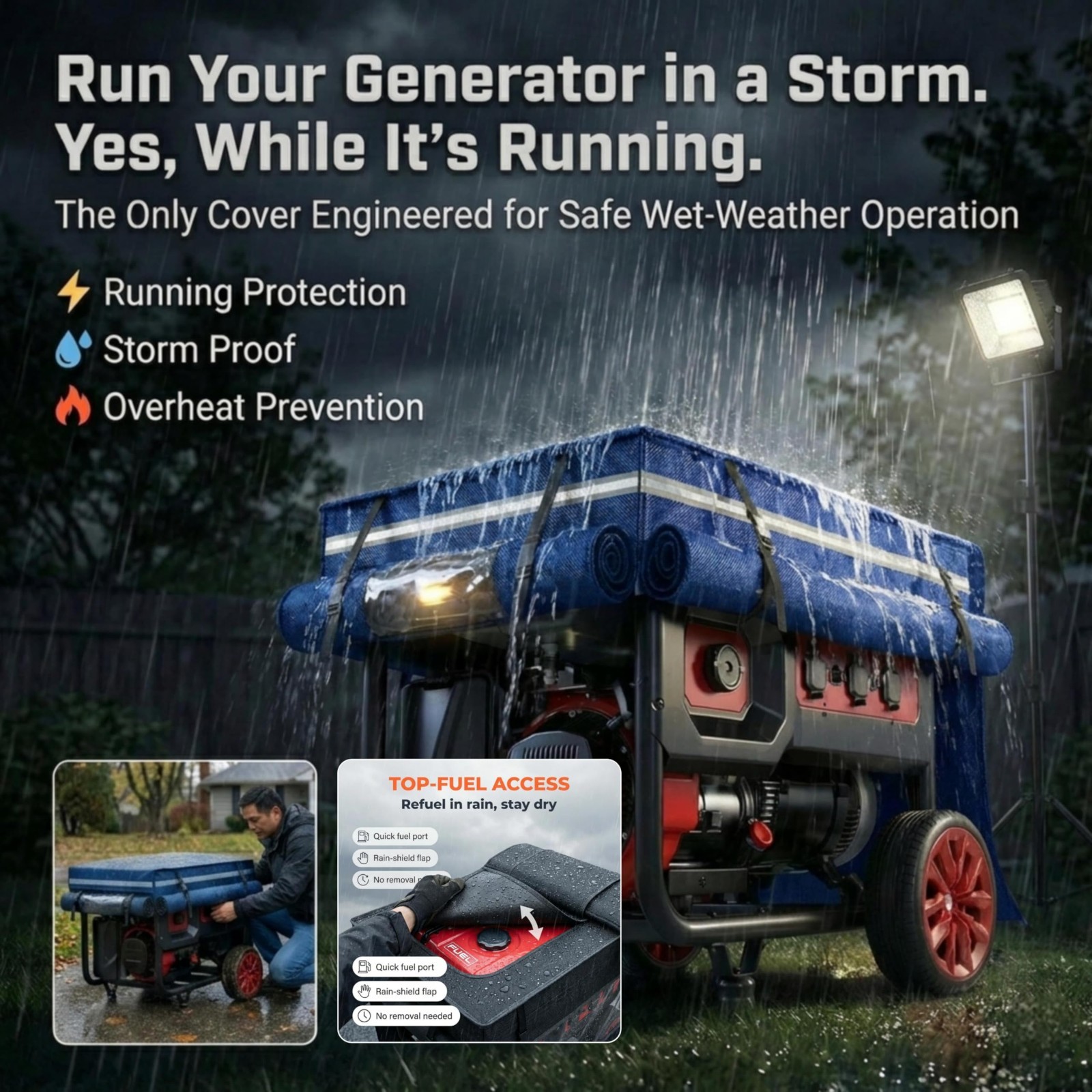 Heavy Duty Waterproof Generator Cover for 3000W-5000W Portable Generators, Unive