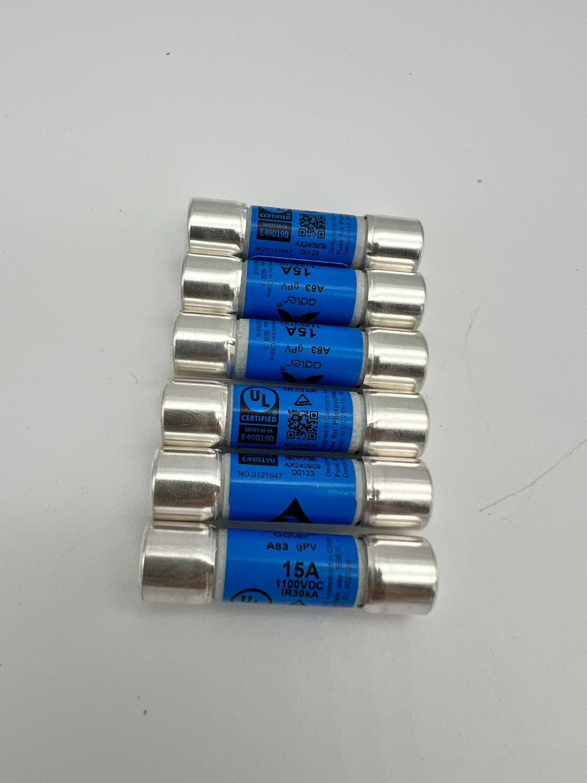 Solar PV In-line fuse 1000v / 1100v 15A 10mm x 38mm UL listed
