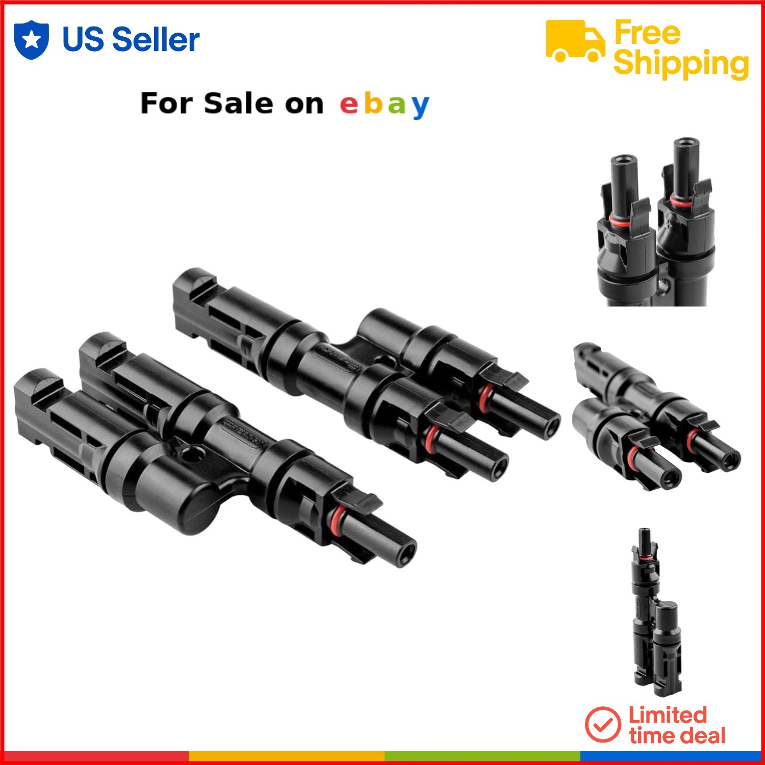 Solar Y Branch Connector Pair Plastic Copper Silver FFM FFM Parallel Connection
