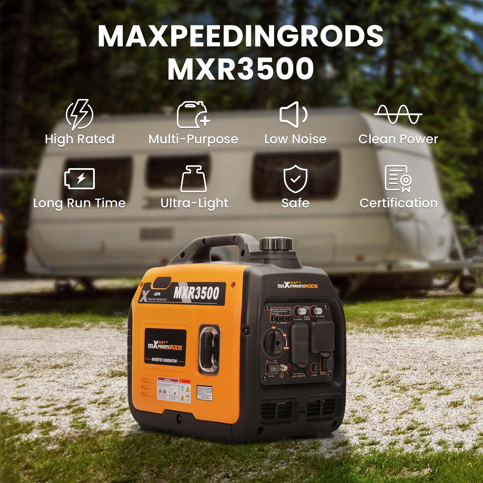 MaXpeedingrods 3500 Watt Portable Inverter Generator Gas Powered, EPA Compliant,