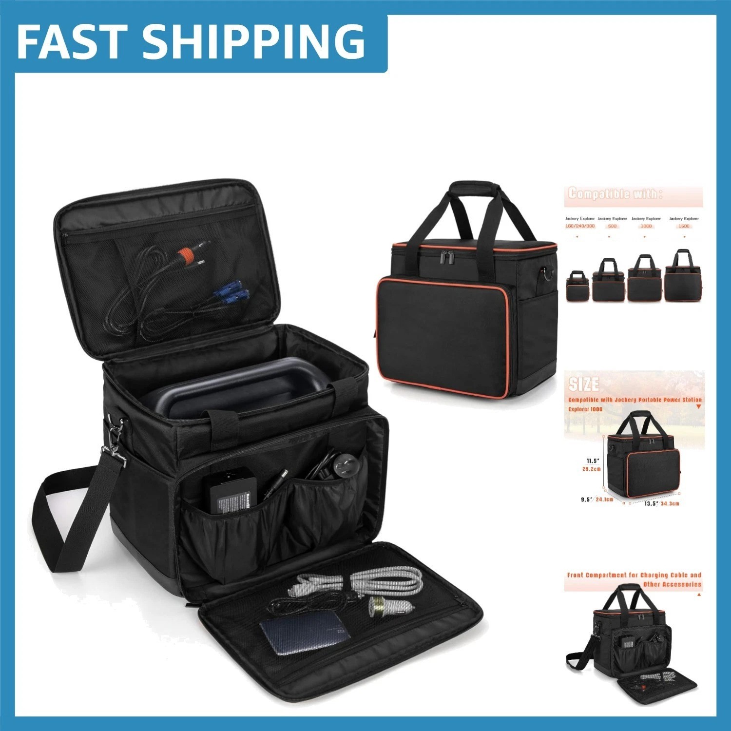 Stylish & Functional Carry Bag for Jackery Explorer 1000 with Accessory Pockets