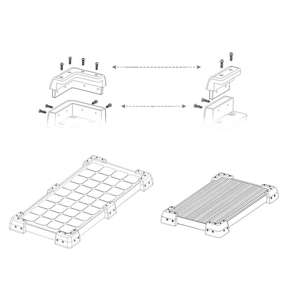 Solar Panel Corner Bracket Kit Made of ABS Plastic for RV Applications