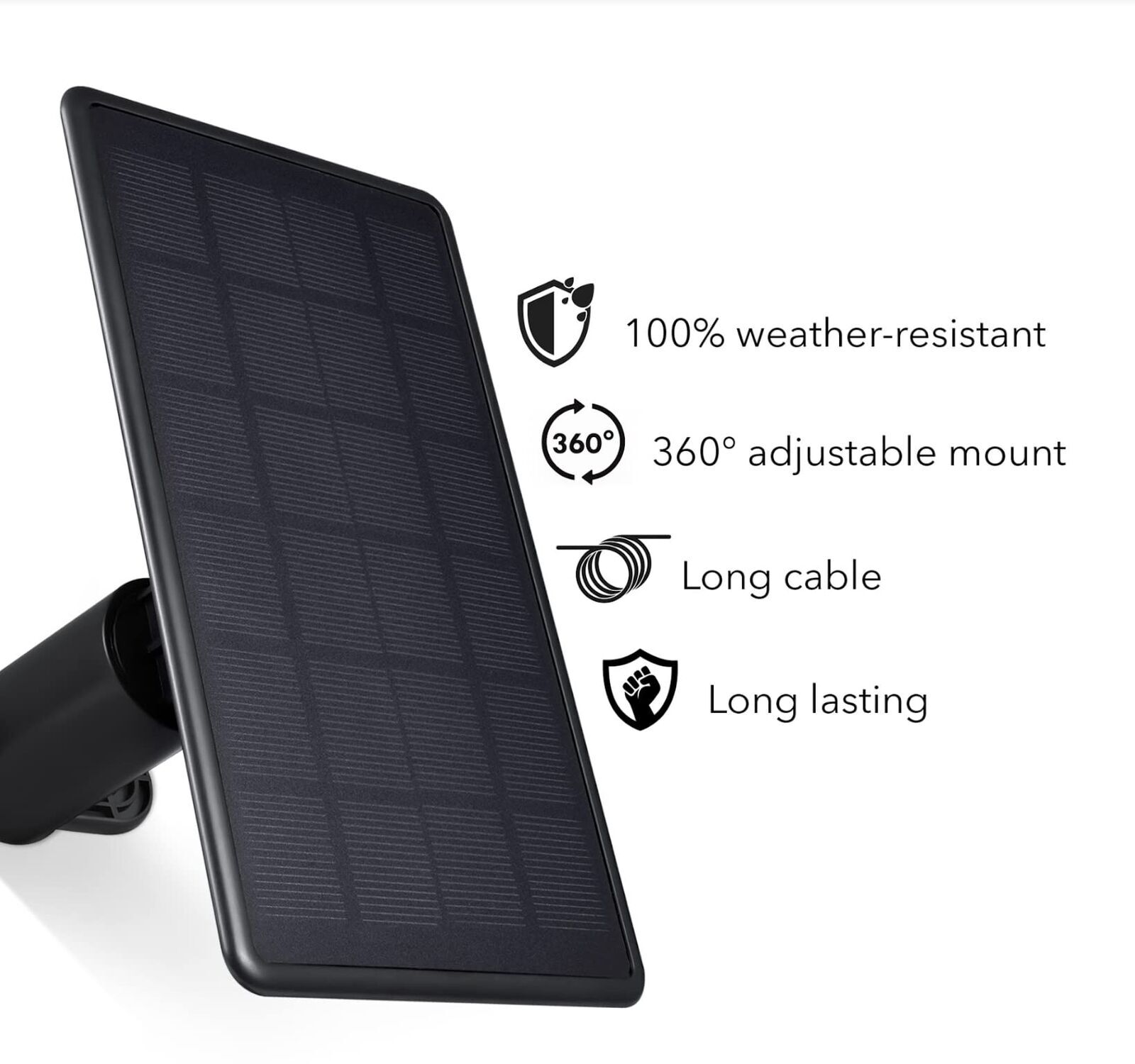 Wasserstein Solar Panel For Wyze Cam Outdoor V1/V2 (Camera NOT Included) – Black