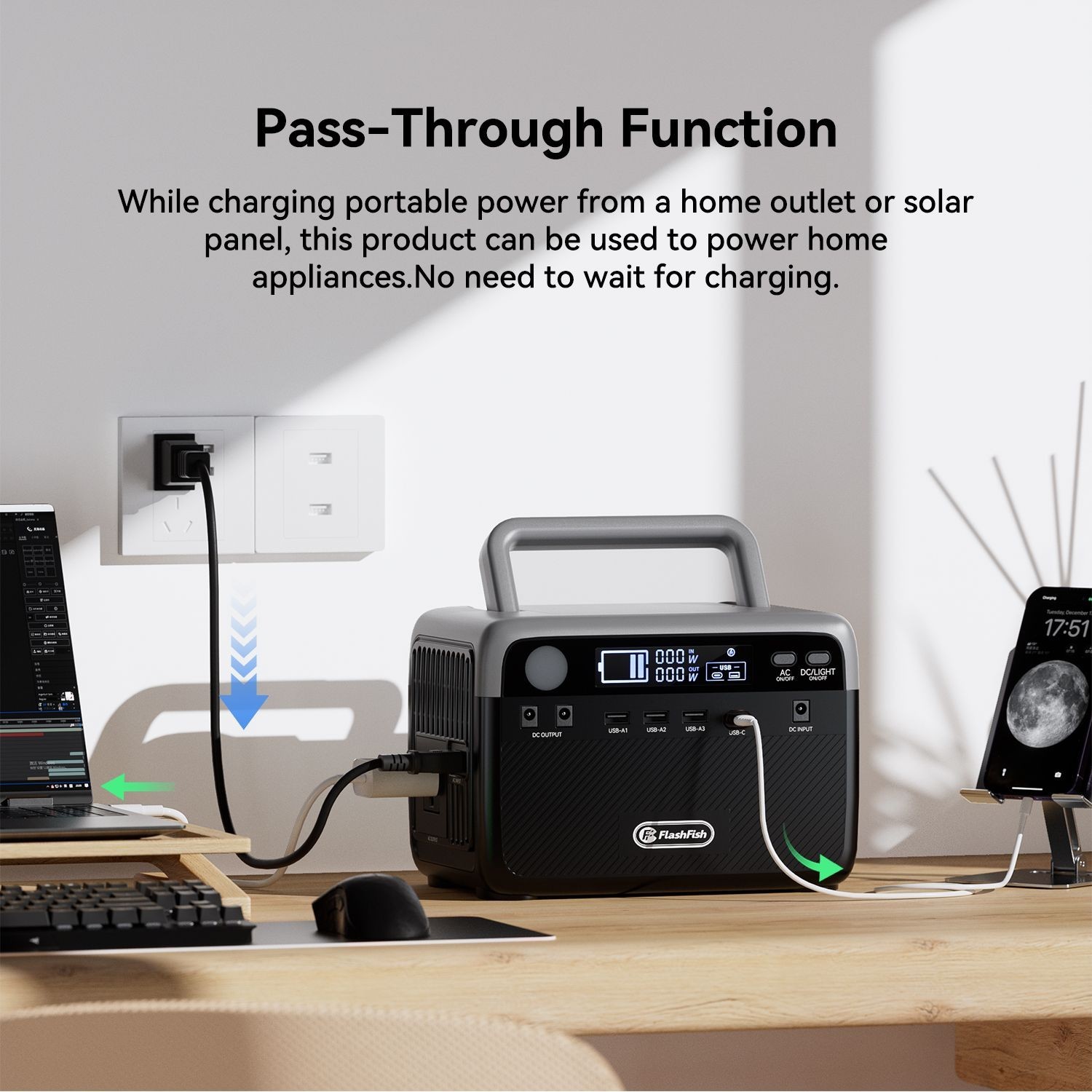 300W Portable Power Station Solar Generator CPAP Backup Charger +60W Solar Panel