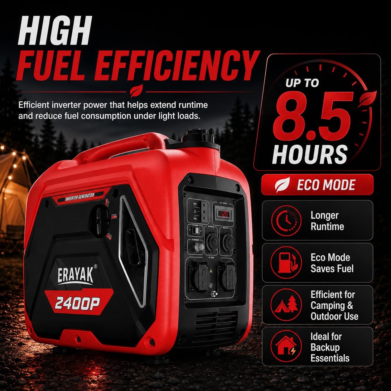 ERAYAK 2400W Portable Inverter Generator for Home Use Super Quiet Small Generato