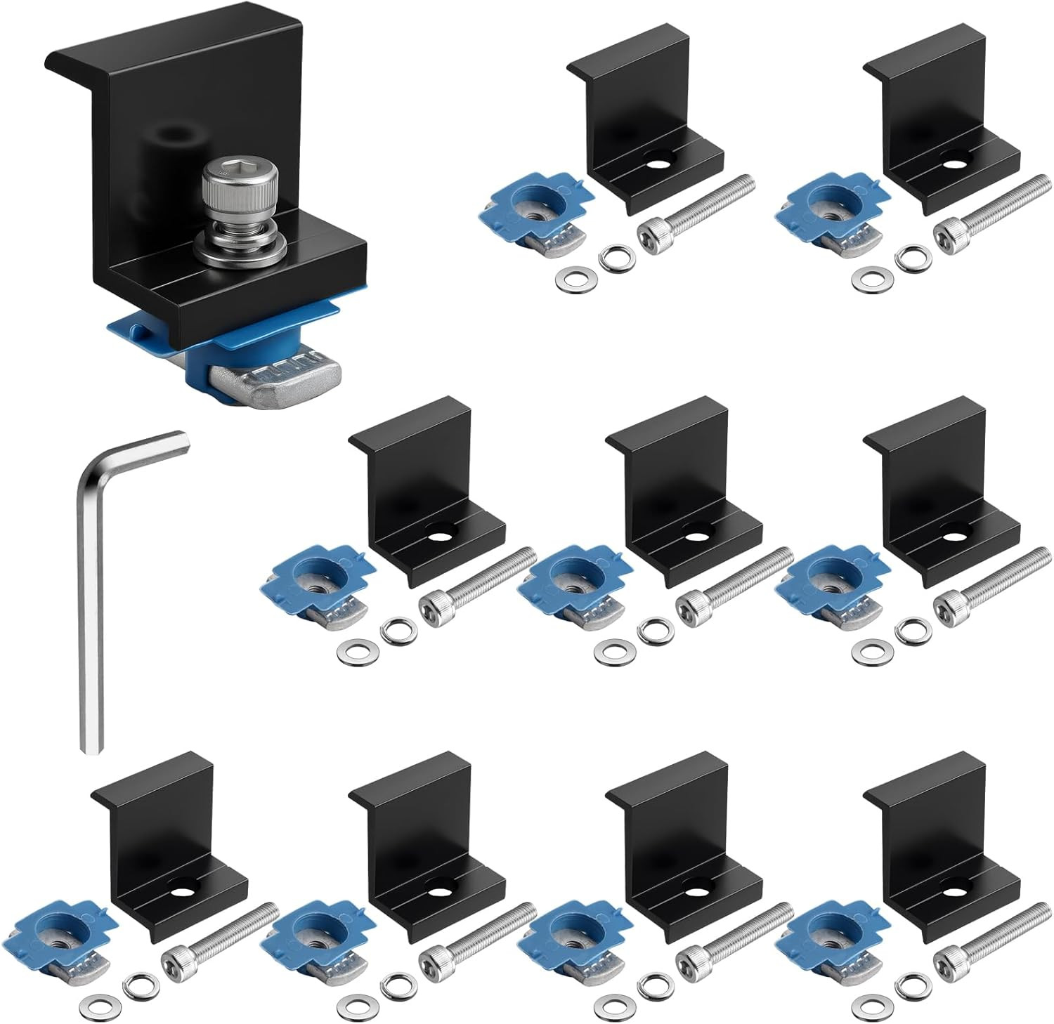 10-Pack Solar Panel End Clamps for Unistrut, Aluminum Mounting Kit, Black