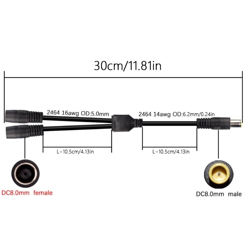 Double Input Solar Charging Cable, DC7909 Male to 2 Female Connection Line