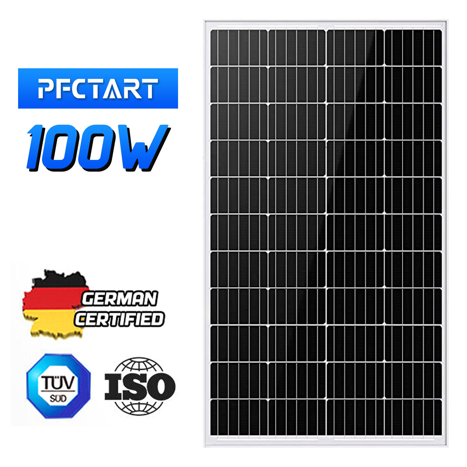 100W Solar Panel 12V Moncrystalline Off Grid Battery Charger for RV Boat Home US