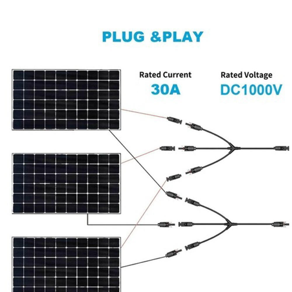 Solar Panel Y Branch Cable Connection Waterproof Adapter Connector Extension NEW