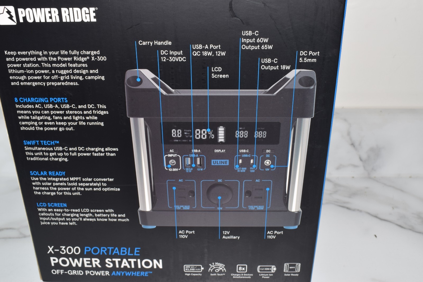 Power Ridge X-300 Portable Power Station 299Wh 83200mAh Lithium Solar Generator!