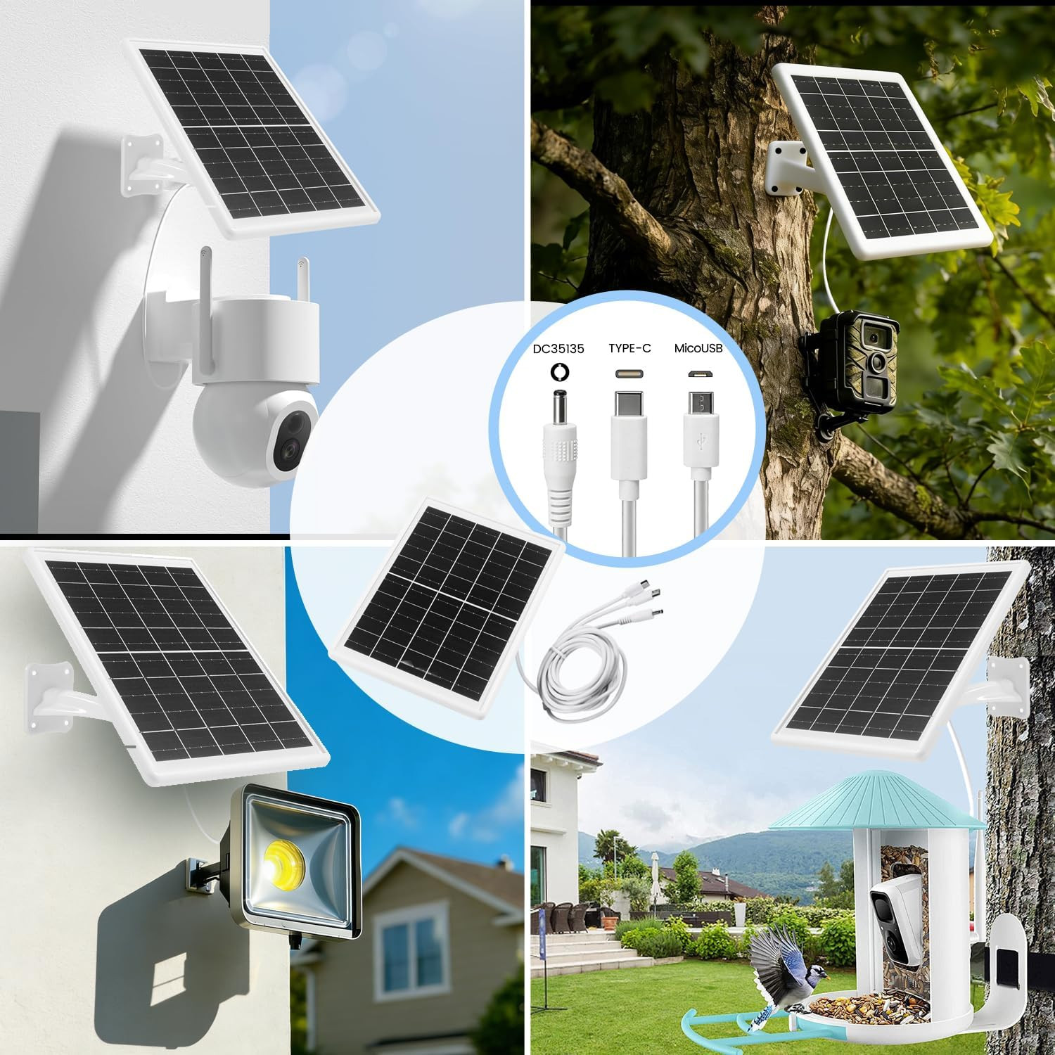 Solar Panel Built-In Battery 12000Mah with Micro USB & Type-C & Port and DC35135