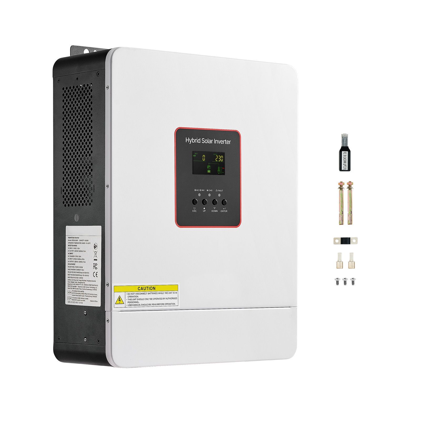 4000W Hybrid Solar Inverter, 24V to 230V AC, Pure Sine Wave with MPPT