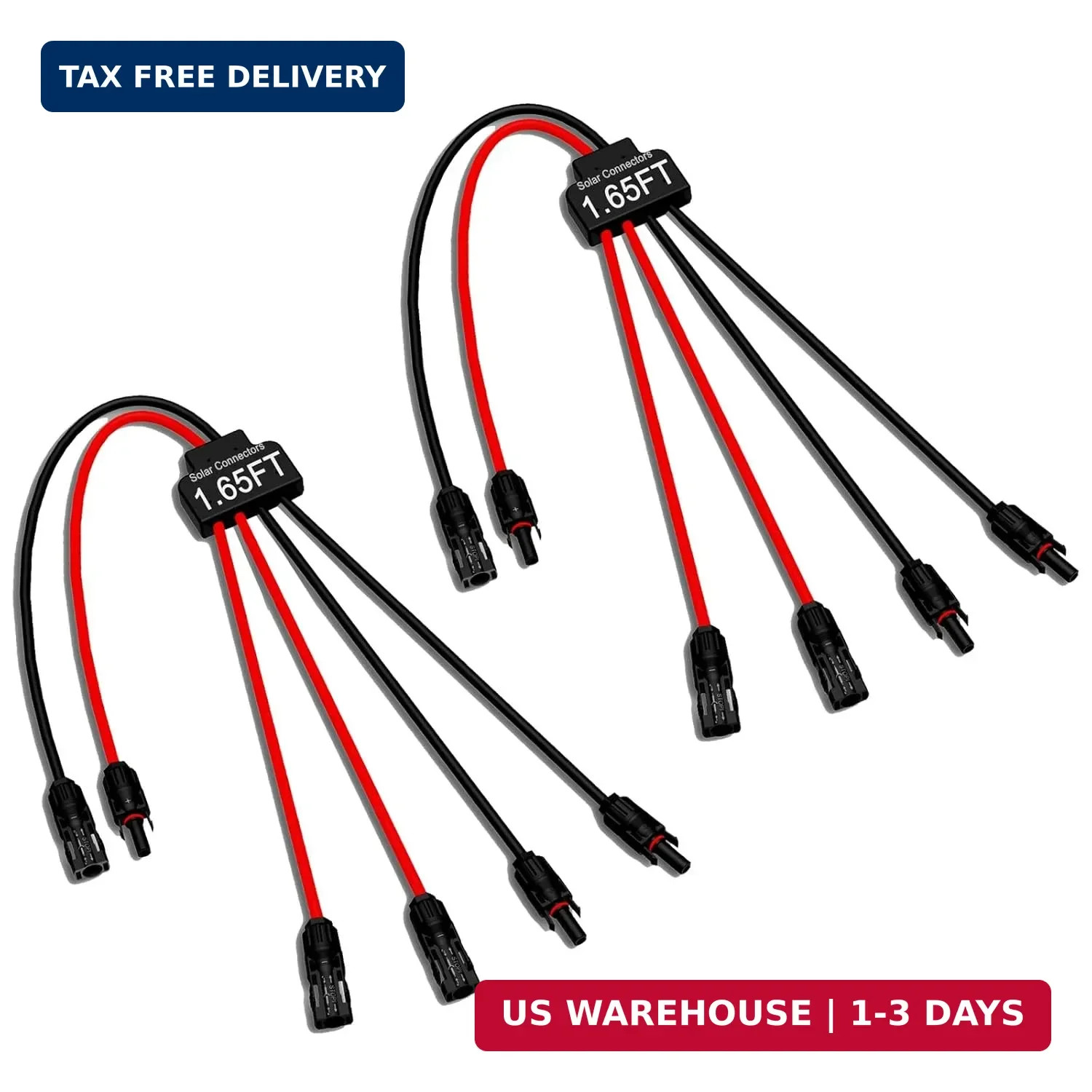 2 Pack Solar Connectors for 2 Solar Panels,Tool-Free Solar Cable Splitter, IP68