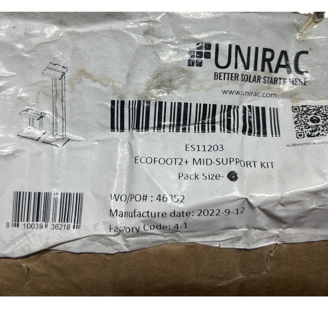 Black Unirac ES11203 Mid Support Kit For Use With EcoFoot2 Solar Panel Mount