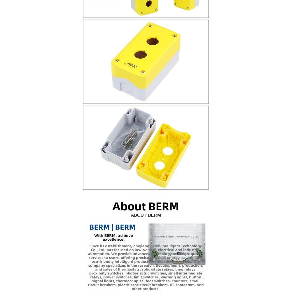 Industrial Push Button Control Box IP65 Waterproof ABS+PC Material Yellow