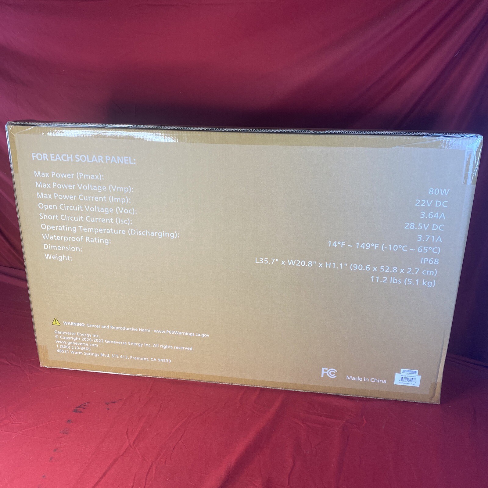 Geneverse (GV-80A) SolarPower ONE AIR Double Sided Solar Panel – 80W/22V – New!